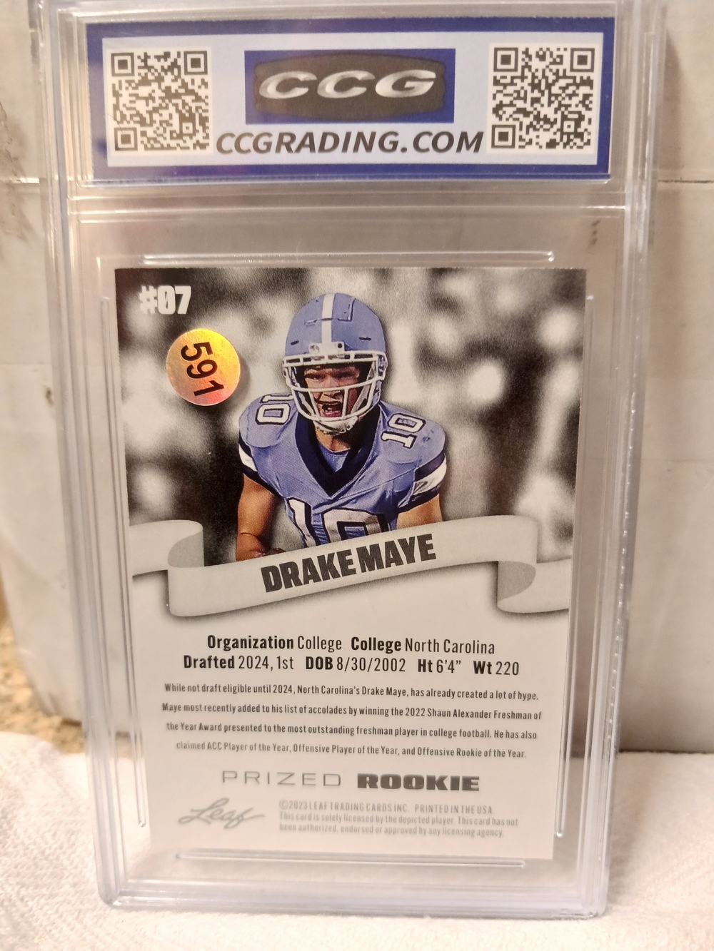 2023 DRAKE MAYE LEAF PRIZED ROOKIE GEM MINT 10 - Picture 5 of 6